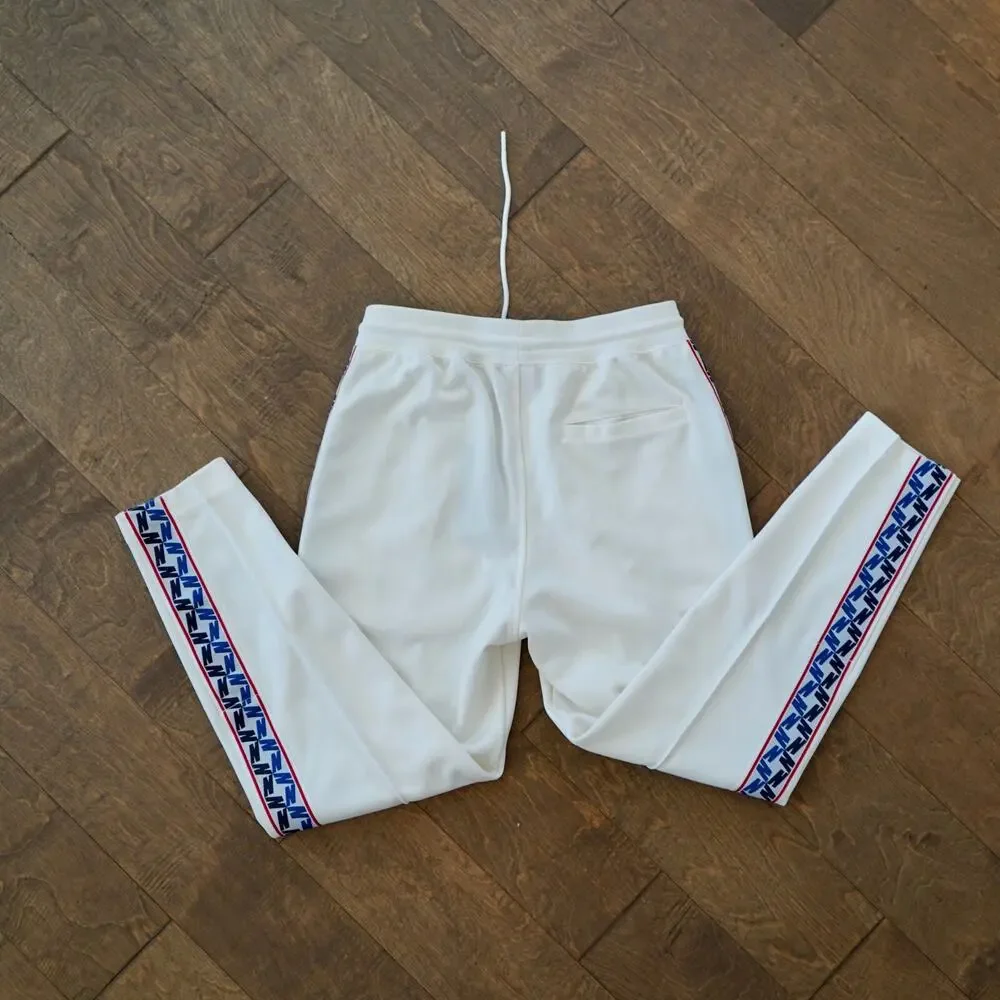 Nike Track Pants Mens‎ Small White Side Stripe Tapered Fit Drawstring Sportswear